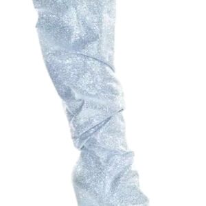 Sparkly Silver Knee High Boots